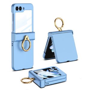 Luxury Premium Hinge Protection with Ring Holder Case Cover for Galaxy Z Flip 5/Z Flip 6