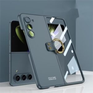Luxury Premium Finger Ring Shockproof Ultra Thin Solid Cover Case For Samsung Galaxy Z Fold 5 - Green
