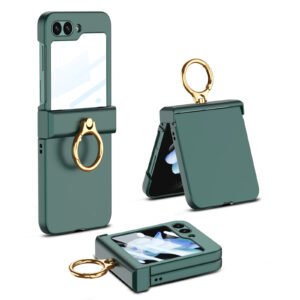 Luxury Premium Hinge Protection with Ring Holder Case Cover for Galaxy Z Flip 5/Z Flip 6