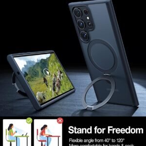 Luxury Premium Traslucent Case Cover With Ring Stand For Samsung Galaxy S24 Ultra - Black