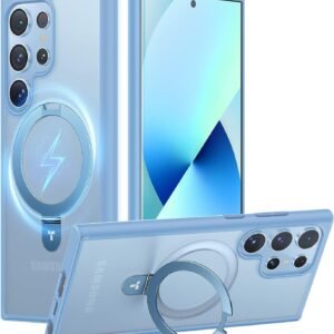 Luxury Premium Traslucent Case Cover With Ring Stand For Samsung Galaxy S24 Ultra - Blue