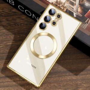 Luxury Premium Transparent Plating Anti-Scratch with Full Camera Cover For Samsung Galaxy S24 Ultra - Gold