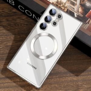 Luxury Premium Transparent Plating Anti-Scratch with Full Camera Cover For Samsung Galaxy S24 Ultra - Silver