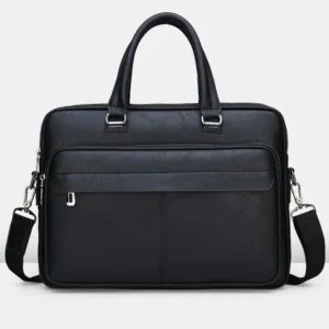 JEEP BULUO Office Business Vintage Messenger Crossbody Portfolio Designer Bag - Black
