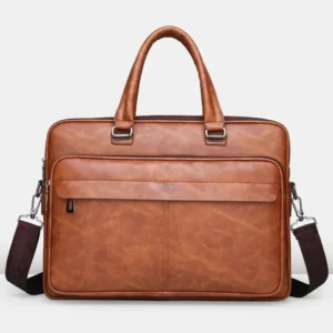 JEEP BULUO Office Business Vintage Messenger Crossbody Portfolio Designer Bag - Brown