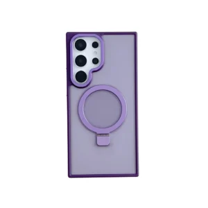 Luxury Premium Traslucent Case Cover With Ring Stand For Samsung Galaxy S24 Ultra - Purple