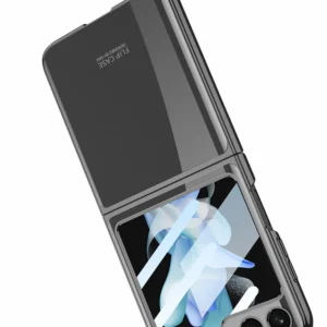 Luxury Premium Ultra Thin Electroplating Transparent Folding Shockproof With Mirror Case Cover For Samsung Galaxy Z Flip 5 - Black
