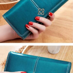 Luxury Premium PU Leather High Quality Fashion Women Purse Cards Holder - Blue