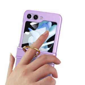 Luxury Premium Hinge Protection with Ring Holder Case Cover for Galaxy Z Flip 5/Z Flip 6