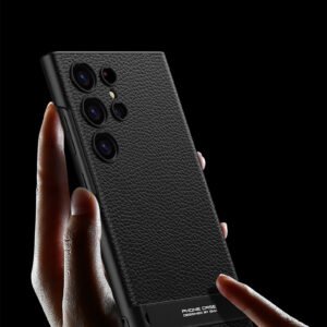 Luxury Premium All Inclusive Triumph Ultra Thin Plain Stand Anti-fall Plain Phone Case Cover For Samsung Galaxy S23 Ultra - Black