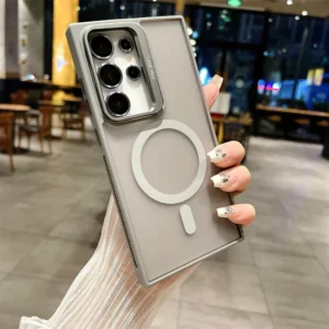 Luxury Premium Luxury Translucent Magnetic Wireless Hard Matte Hybrid Case Cover For Samsung Galaxy S24 Ultra - Grey