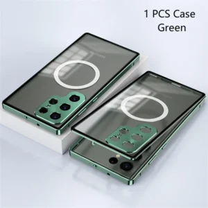 Luxury Premium 360° Full Surround Magsafe Metal alloy Magnetic Case Cover For Samsung Galaxy S24 Ultra - Green