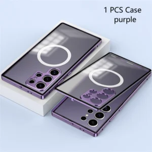 Luxury Premium 360° Full Surround Magsafe Metal alloy Magnetic Case Cover For Samsung Galaxy S24 Ultra - Purple
