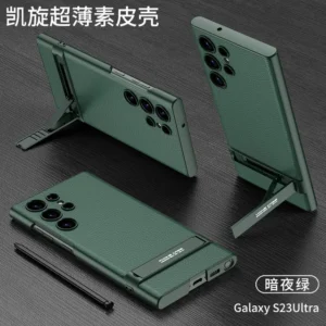 Luxury Premium All Inclusive Triumph Ultra Thin Plain Stand Anti-fall Plain Phone Case Cover For Samsung Galaxy S23 Ultra - Green