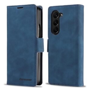Luxury Premium PU Leather Card Slot Phone Case for Samsung Z Fold 5 - Blue