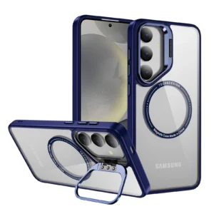 Luxury Premium Camera Lens Frame Metal Bracket Shockproof Phone Case For Samsung Galaxy A54 - Blue