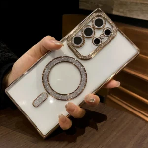 Luxury Premium Plating Bling Glitter Diamond Magnetic For Magsafe Phone Case For Samsung S22 Ultra/S23 Ultra