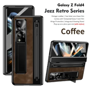 Luxury Premium Retro Leather Folding Stand Phone Case For Samsung Galaxy Z Fold 3/Z Fold 4