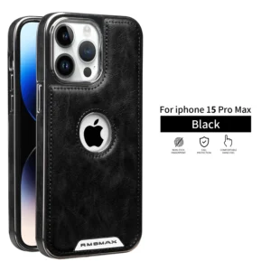 Luxury PU Business PU Leather Stand Hollow Display Hole Shockproof Kickstand Cover Case Cover for iPhone 13 Pro Max/14 Pro Max/15 Pro Max