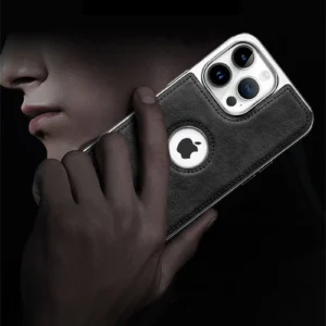 Luxury PU Business PU Leather Stand Hollow Display Hole Shockproof Kickstand Cover Case Cover for iPhone 13 Pro Max/14 Pro Max/15 Pro Max