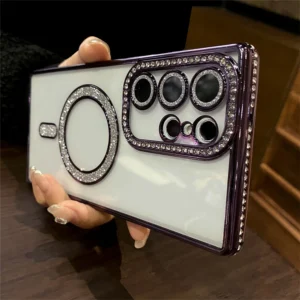 Luxury Premium Plating Bling Glitter Diamond Magnetic For Magsafe Phone Case For Samsung S22 Ultra/S23 Ultra