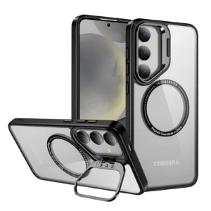 Luxury Premium Camera Lens Frame Metal Bracket Shockproof Phone Case For Samsung Galaxy A54 - Black