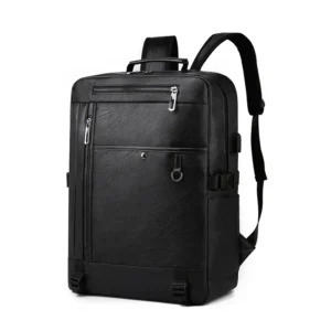 Luxury Premium Business Vintage Pu Leather Casual mochila hombre Backpack Bag - Black