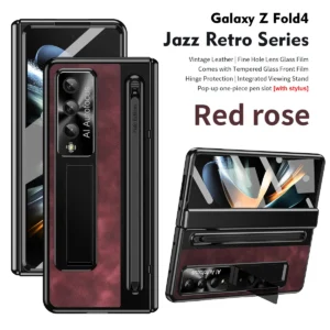 Luxury Premium Retro Leather Folding Stand Phone Case For Samsung Galaxy Z Fold 3/Z Fold 4