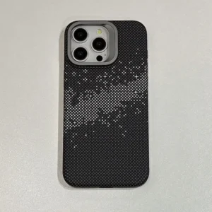 Luxury Premium Luminous Pixels Stand Holder Wireless Charging Hard PC Shockproof Case Cover For iPhone 13 Pro Max/14 Pro Max