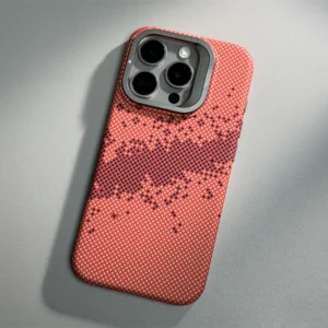 Luxury Premium Luminous Pixels Stand Holder Wireless Charging Hard PC Shockproof Case Cover For iPhone 13 Pro Max/14 Pro Max