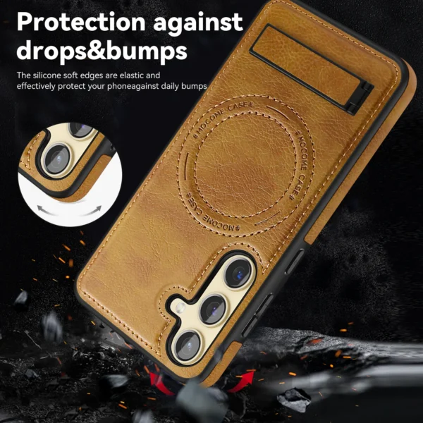 Luxury Premium Luxury PU Leather Invisible Stand Magnetic Wireless Charging Case Cover For Samsung Galaxy 23 Series - Image 19