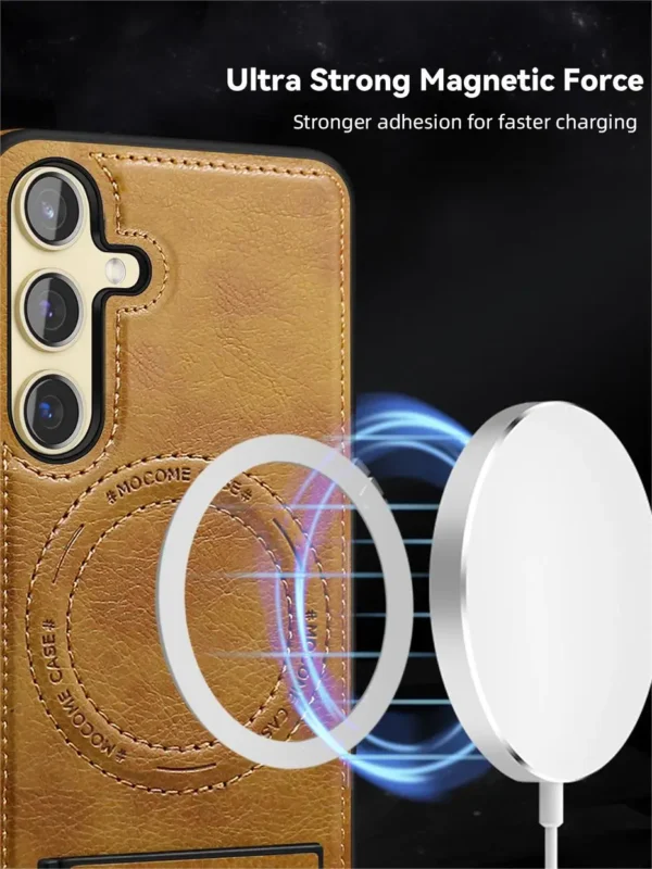 Luxury Premium Luxury PU Leather Invisible Stand Magnetic Wireless Charging Case Cover For Samsung Galaxy 23 Series - Image 13