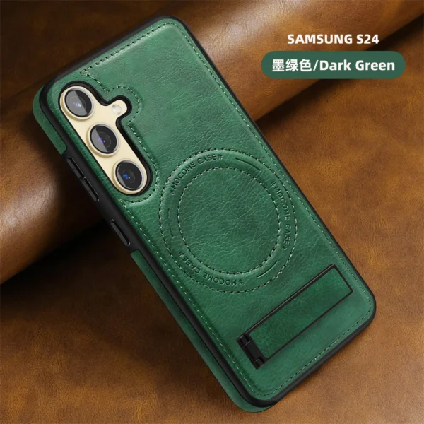 Luxury Premium Luxury PU Leather Invisible Stand Magnetic Wireless Charging Case Cover For Samsung Galaxy 23 Series - Image 18