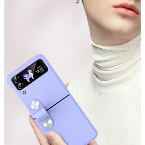 Luxury Premium Skin Feel Hand Strap Design Phone Case for Samsung Galaxy Z Flip 4 - Purple