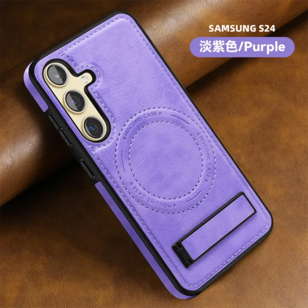 Luxury Premium Luxury PU Leather Invisible Stand Magnetic Wireless Charging Case Cover For Samsung Galaxy 23 Series - Image 14