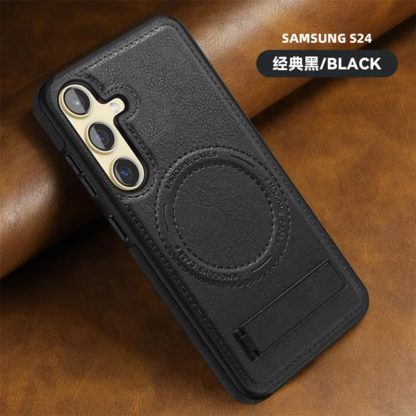 Luxury Premium Luxury PU Leather Invisible Stand Magnetic Wireless Charging Case Cover For Samsung Galaxy 23 Series - Image 17