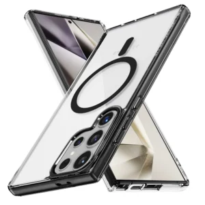Luxury Premium Crystal Transarent Magsafe Wireless Case Cover For Samsung S24 Ultra - Black
