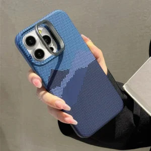 Luxury Premium Luminous Pixels Stand Holder Wireless Charging Hard PC Shockproof Case Cover For iPhone 13 Pro Max/14 Pro Max