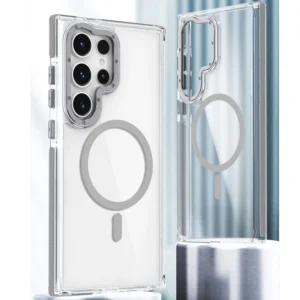 Luxury Premium Crystal Transarent Magsafe Wireless Case Cover For Samsung S24 Ultra - Grey