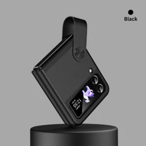 Luxury Premium Skin Feel Hand Strap Design Phone Case for Samsung Galaxy Z Flip 4 - Black