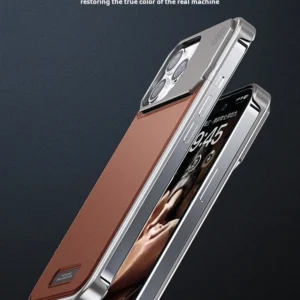 Luxury Premium Luxury Leather Magnetic Aluminum Fragrance Case Cover For iPhone 15 Pro/15 Pro Max
