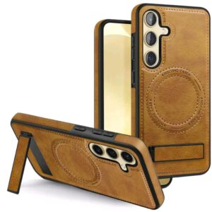 Luxury Premium Luxury PU Leather Invisible Stand Magnetic Wireless Charging Case Cover For Samsung Galaxy Series