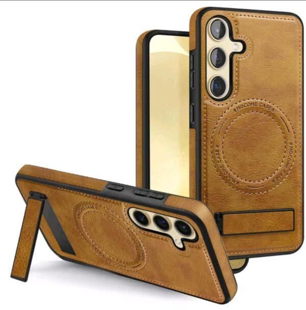 Luxury Premium Luxury PU Leather Invisible Stand Magnetic Wireless Charging Case Cover For Samsung Galaxy 23 Series - Image 7