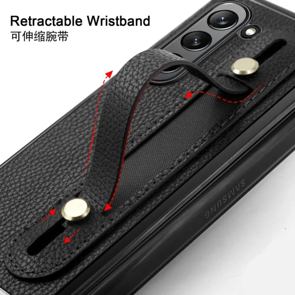 Luxury Premium Fashion Design Anti-Sweat Leather Wristband Folding Case Cover For Samsung Z Fold 5 - Image 15