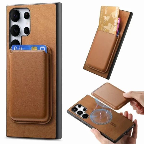 Luxury Premium PU Leather Magnetic card Slot Case Cover For Samsung Galaxy S24 Ultra - Image 20