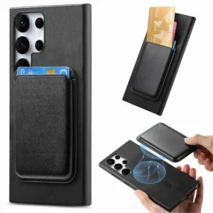 Luxury Premium PU Leather Magnetic card Slot Case Cover For Samsung Galaxy S23 Ultra - Black