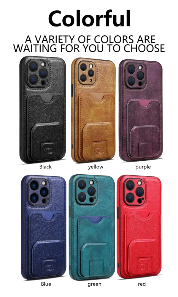 Luxury Premium PU leather Multifunction Card Holder Fashion Case Cover For iPhone 15 Pro Max - Image 19