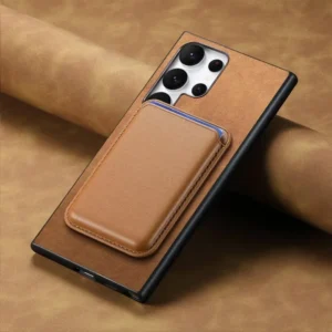 Luxury Premium PU Leather Magnetic card Slot Case Cover For Samsung Galaxy S23 Ultra - Brown