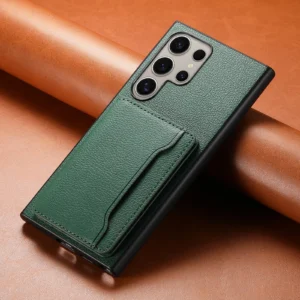 Luxury Premium PU Leather Magnetic card Slot Case Cover For Samsung Galaxy S23 Ultra - Green