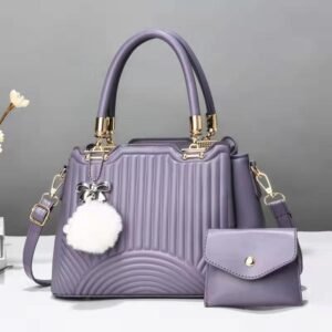 Luxury Premium New Fashion Fine Texture 2 in 1 Ladies Hand Bag - Purple